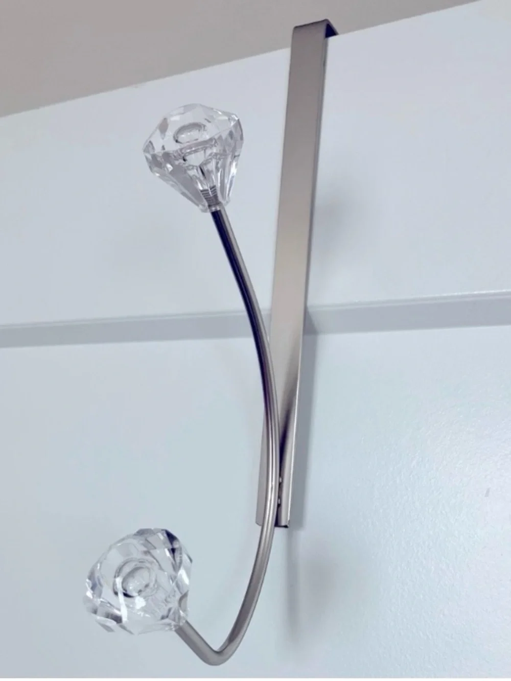 Croydex Chrome Over Door Hook Rack Crystal Knobs No Drill Bathroom Organizer 💎
